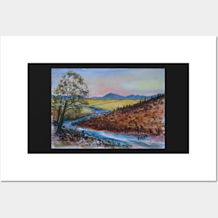 River Around The Headland - Watercolour Posters and Art